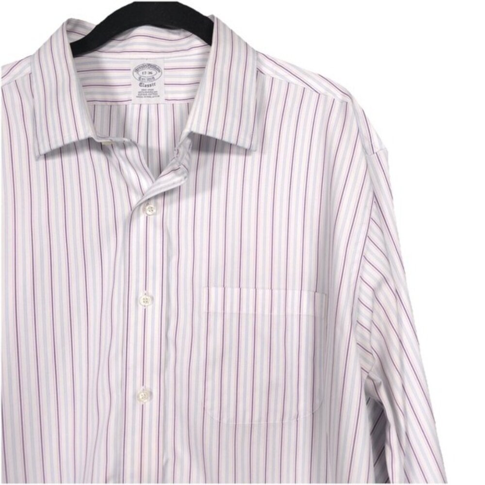 BROOKS BROTHERS Men's Shirt Classic 17-36 Striped 100% AMERICAN SUPIMA COTTON